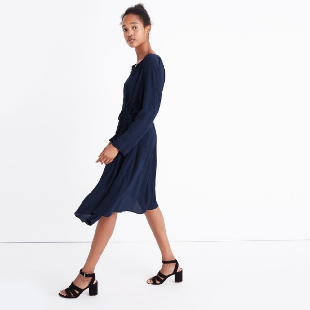 Madewell Shirred Button Shoulder Dress NWT